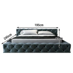LUXORA Upholstered - Wood, Padded Edges Velvet Resilience 150/180cm, Solid Frame Larch Sponge, High Bed Blue