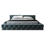 LUXORA Upholstered - Wood, Padded Edges Velvet Resilience 150/180cm, Solid Frame Larch Sponge, High Bed Blue