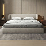 LUXORA Upholstered Sponge, 150/180cm, Fit Frame Anti-Slip - Italian Beech Bed Cotton-Linen Wood, High-Density Mattress Grey