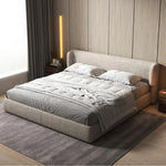 LUXORA Upholstered Sponge, 150/180cm, Fit Frame Anti-Slip - Italian Beech Bed Cotton-Linen Wood, High-Density Mattress Grey