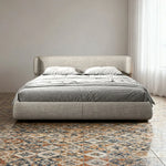 LUXORA Upholstered Sponge, 150/180cm, Fit Frame Anti-Slip - Italian Beech Bed Cotton-Linen Wood, High-Density Mattress Grey