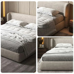 LUXORA Upholstered Sponge, 150/180cm, Fit Frame Anti-Slip - Italian Beech Bed Cotton-Linen Wood, High-Density Mattress Grey