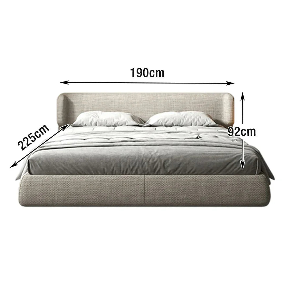 LUXORA Upholstered Sponge, 150/180cm, Fit Frame Anti-Slip - Italian Beech Bed Cotton-Linen Wood, High-Density Mattress Grey