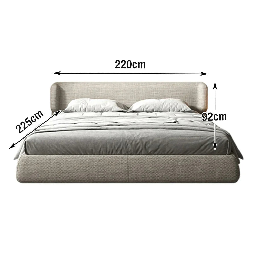 LUXORA Upholstered Sponge, 150/180cm, Fit Frame Anti-Slip - Italian Beech Bed Cotton-Linen Wood, High-Density Mattress Grey