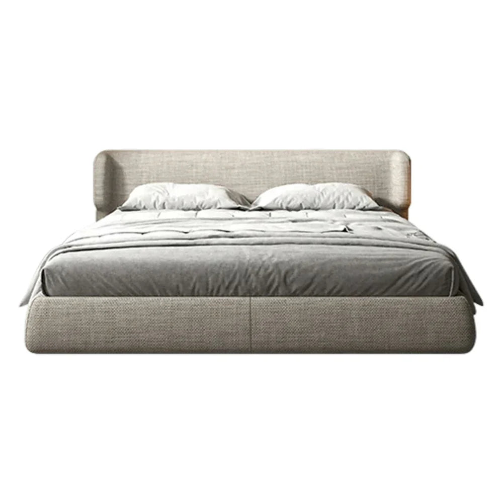 LUXORA Upholstered Sponge, 150/180cm, Fit Frame Anti-Slip - Italian Beech Bed Cotton-Linen Wood, High-Density Mattress Grey