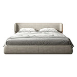 LUXORA Upholstered Sponge, 150/180cm, Fit Frame Anti-Slip - Italian Beech Bed Cotton-Linen Wood, High-Density Mattress Grey