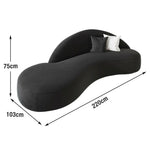 LIVARA 220cm Design, Easy-to-Clean, Matte Velvet Curved High-Density Waterproof, Ergonomic Upholstered, Sofa Sponge - Black