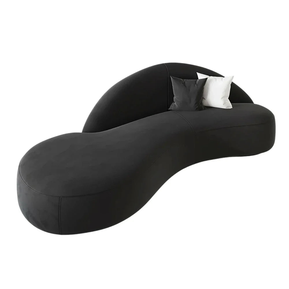 LIVARA 220cm Design, Easy-to-Clean, Matte Velvet Curved High-Density Waterproof, Ergonomic Upholstered, Sofa Sponge - Black