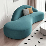 LIVARA 220cm Sponge Design, Velvet Waterproof, Easy-to-Clean, Upholstered, - Matte Curved Ergonomic High-Density Sofa Blue