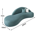 LIVARA 220cm Sponge Design, Velvet Waterproof, Easy-to-Clean, Upholstered, - Matte Curved Ergonomic High-Density Sofa Blue
