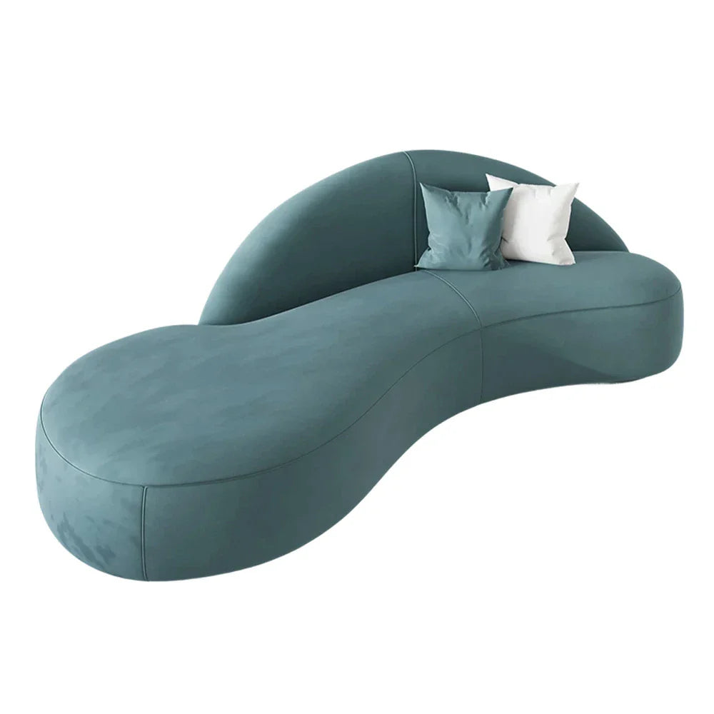 LIVARA 220cm Sponge Design, Velvet Waterproof, Easy-to-Clean, Upholstered, - Matte Curved Ergonomic High-Density Sofa Blue