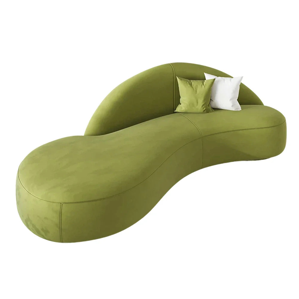 LIVARA 220cm Sofa Velvet Upholstered, Waterproof, High-Density Sponge - Matte Ergonomic Easy-to-Clean, Design, Curved Green