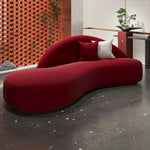 LIVARA 220cm Curved Matte Velvet Sofa Sponge Design, Easy-to-Clean, - Upholstered, Ergonomic Waterproof, High-Density Red