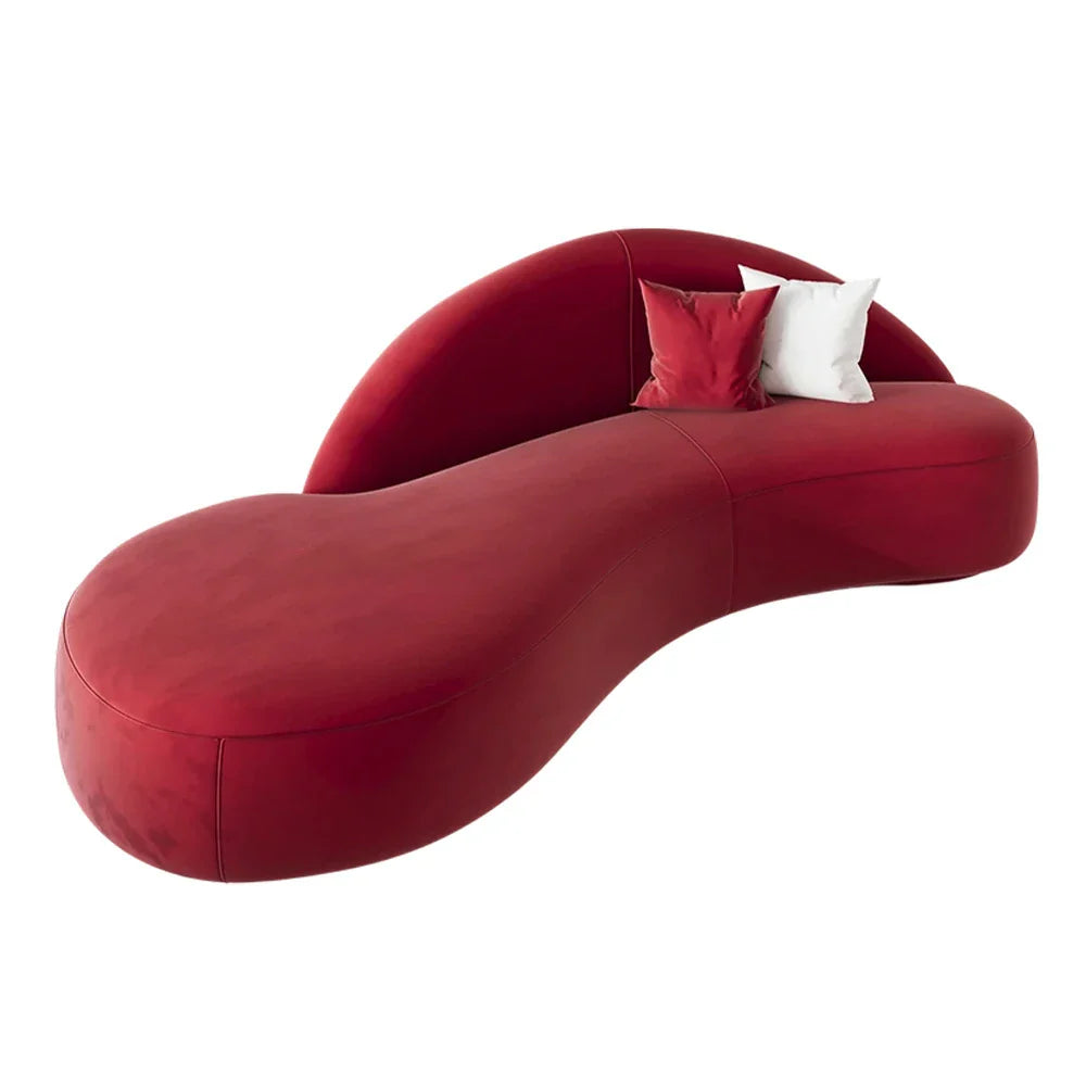 LIVARA 220cm Curved Matte Velvet Sofa Sponge Design, Easy-to-Clean, - Upholstered, Ergonomic Waterproof, High-Density Red