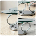 LUXORA Rotating Coffee Table - Multi-Layer Design, Tempered Glass, Mirror-Finish Stainless Steel Frame, Artistic Look