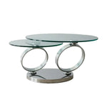 LUXORA Rotating Coffee Table - Multi-Layer Design, Tempered Glass, Mirror-Finish Stainless Steel Frame, Artistic Look