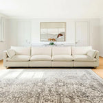 LUXORA Oversized Sofa - Deep Seating with Feather-Blend Cushions, Cotton-Linen Upholstery, Relaxed Lounge Comfort - White