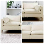 LUXORA Oversized Sofa - Deep Seating with Feather-Blend Cushions, Cotton-Linen Upholstery, Relaxed Lounge Comfort - White