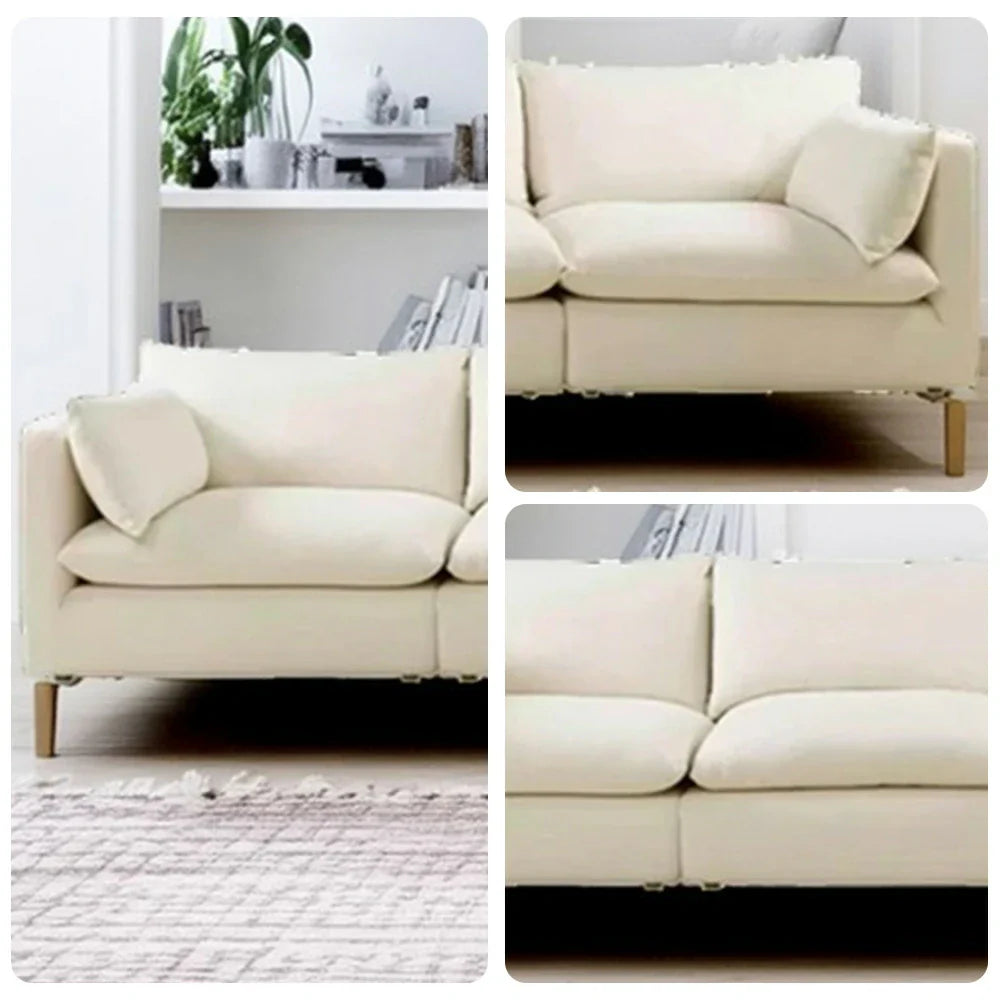 LUXORA Oversized Sofa - Deep Seating with Feather-Blend Cushions, Cotton-Linen Upholstery, Relaxed Lounge Comfort - White