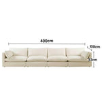 LUXORA Oversized Sofa - Deep Seating with Feather-Blend Cushions, Cotton-Linen Upholstery, Relaxed Lounge Comfort - White