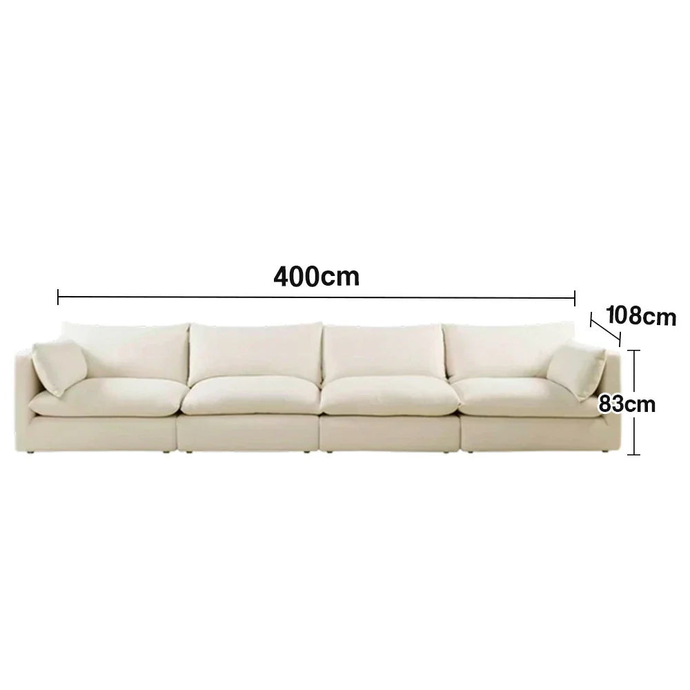LUXORA Oversized Sofa - Deep Seating with Feather-Blend Cushions, Cotton-Linen Upholstery, Relaxed Lounge Comfort - White