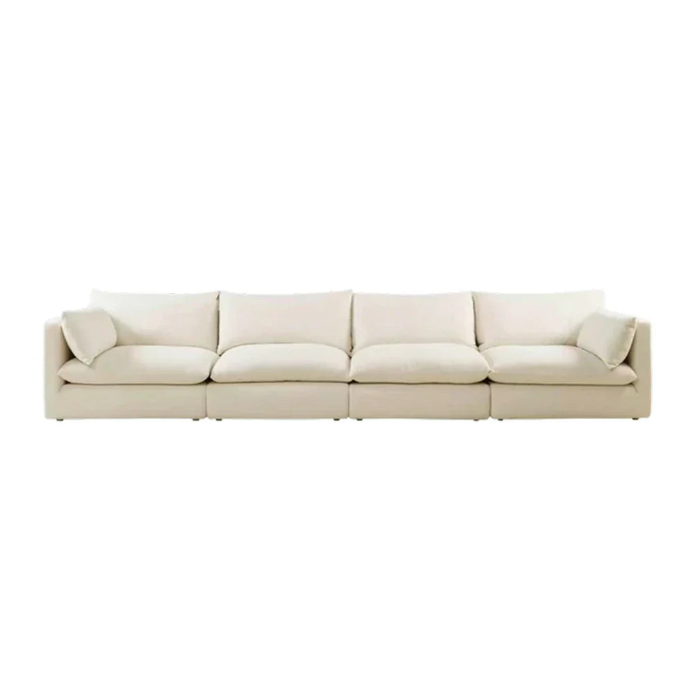 LUXORA Oversized Sofa - Deep Seating with Feather-Blend Cushions, Cotton-Linen Upholstery, Relaxed Lounge Comfort - White