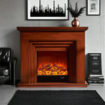 LIVARA 608 Cabinet - Core Fireplace - 12W/750-1500W Dual Wood Flame Options Solid Frame, White TV Effect, 3D Electric Brown