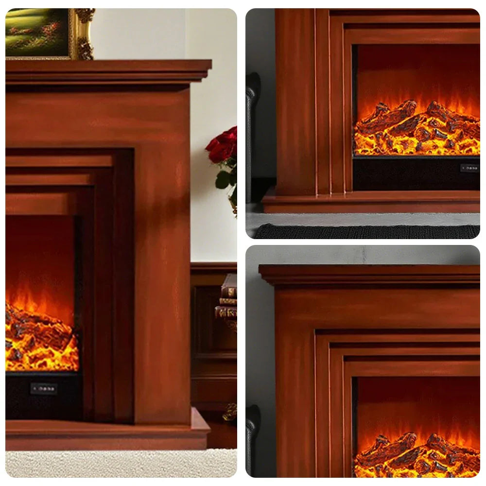 LIVARA 608 Cabinet - Core Fireplace - 12W/750-1500W Dual Wood Flame Options Solid Frame, White TV Effect, 3D Electric Brown
