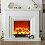 LIVARA 608 Solid Frame, Effect, TV - Options Dual Cabinet Core Wood Flame White Electric 3D Fireplace 12W/750-1500W - White