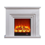 LIVARA 608 Solid Frame, Effect, TV - Options Dual Cabinet Core Wood Flame White Electric 3D Fireplace 12W/750-1500W - White