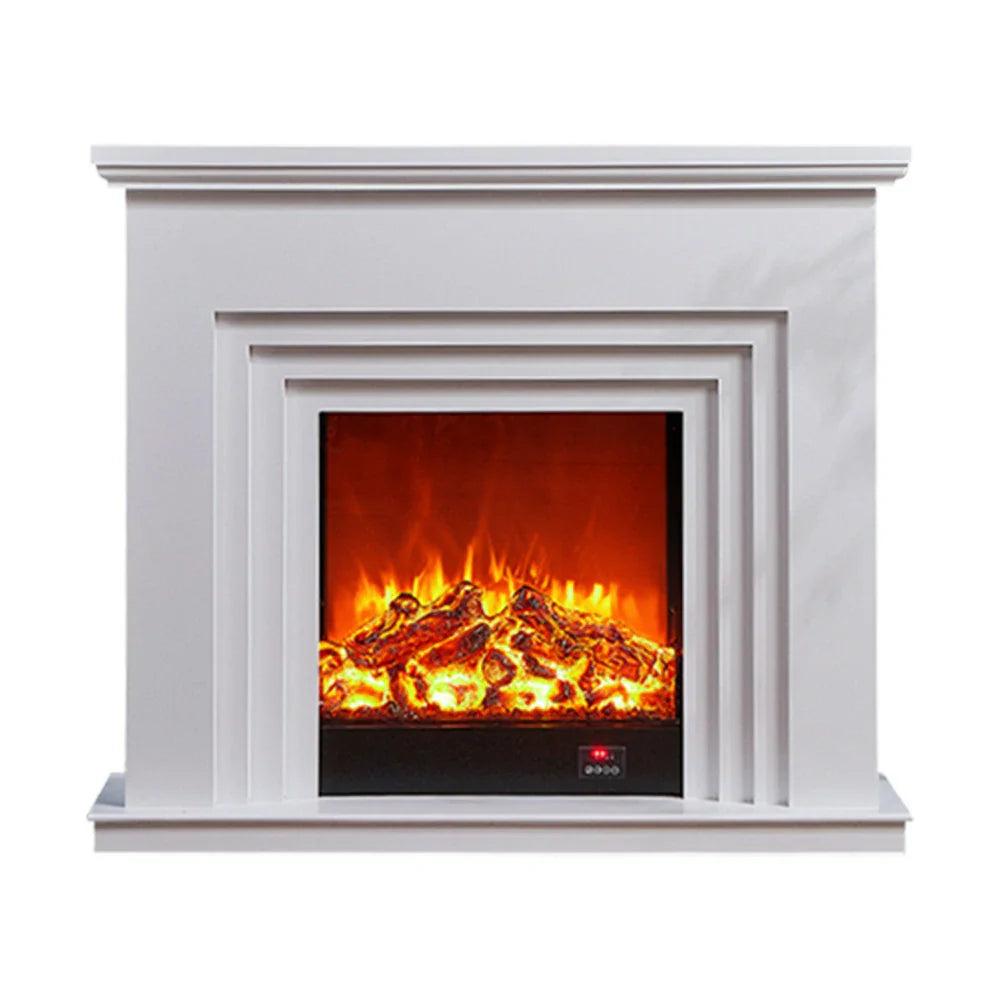 LIVARA 608 Solid Frame, Effect, TV - Options Dual Cabinet Core Wood Flame White Electric 3D Fireplace 12W/750-1500W - White