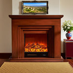 LIVARA 608 Cabinet - Core Fireplace - 12W/750-1500W Dual Wood Flame Options Solid Frame, White TV Effect, 3D Electric Brown