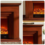 LIVARA 608 Cabinet - Core Fireplace - 12W/750-1500W Dual Wood Flame Options Solid Frame, White TV Effect, 3D Electric Brown