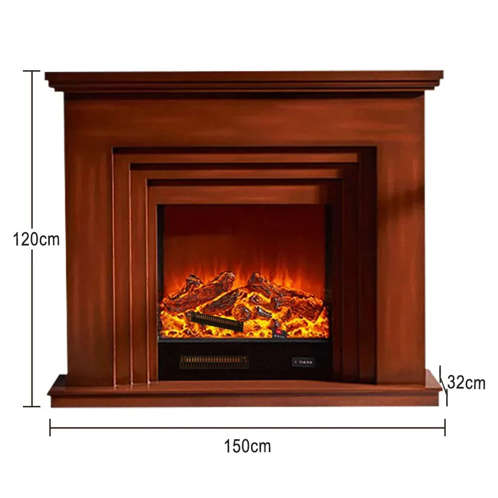 LIVARA 608 Cabinet - Core Fireplace - 12W/750-1500W Dual Wood Flame Options Solid Frame, White TV Effect, 3D Electric Brown