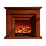 LIVARA 608 Cabinet - Core Fireplace - 12W/750-1500W Dual Wood Flame Options Solid Frame, White TV Effect, 3D Electric Brown