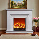 LIVARA 608 Solid Frame, Effect, TV - Options Dual Cabinet Core Wood Flame White Electric 3D Fireplace 12W/750-1500W - White