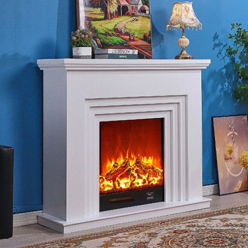 LIVARA 608 Solid Frame, Effect, TV - Options Dual Cabinet Core Wood Flame White Electric 3D Fireplace 12W/750-1500W - White