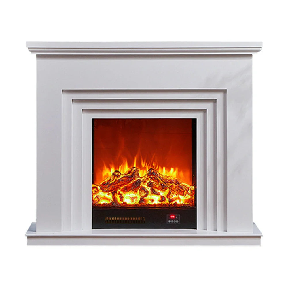 LIVARA 608 Solid Frame, Effect, TV - Options Dual Cabinet Core Wood Flame White Electric 3D Fireplace 12W/750-1500W - White