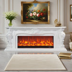 LIVARA 610 3D Flame, Remote Wood, Solid - TV Electric Decorative Fireplace Core White or Control, Stand Heating Options 12W/750-1500W