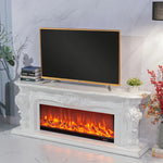 LIVARA 610 3D Flame, Remote Wood, Solid - TV Electric Decorative Fireplace Core White or Control, Stand Heating Options 12W/750-1500W