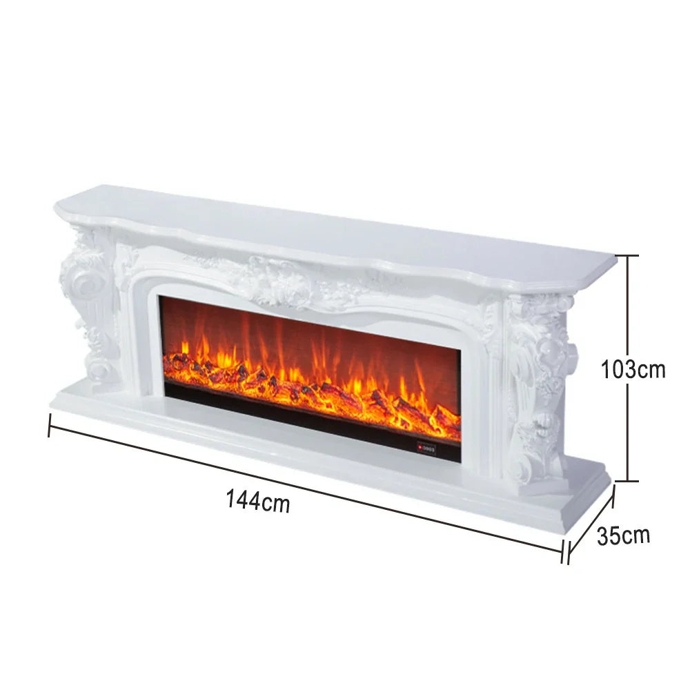 LIVARA 610 3D Flame, Remote Wood, Solid - TV Electric Decorative Fireplace Core White or Control, Stand Heating Options 12W/750-1500W