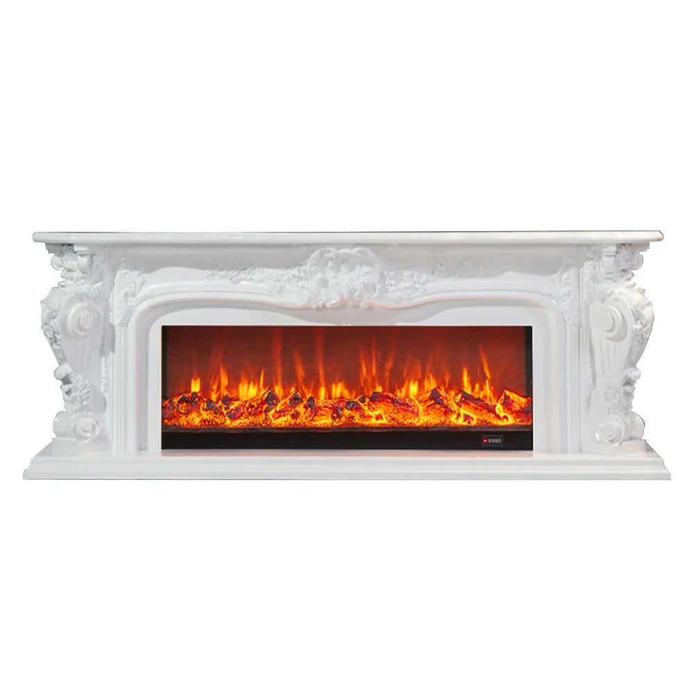 LIVARA 610 3D Flame, Remote Wood, Solid - TV Electric Decorative Fireplace Core White or Control, Stand Heating Options 12W/750-1500W
