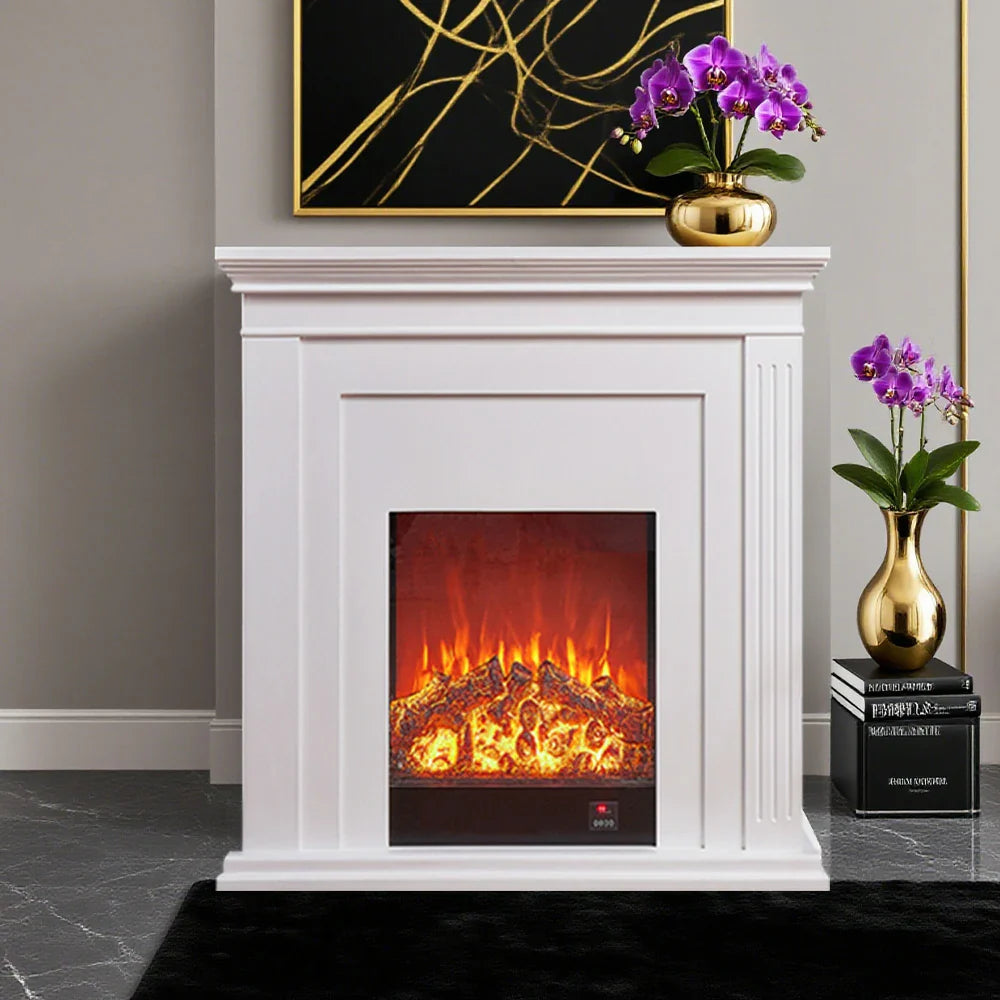 LIVARA 701 Fireplace Control, of 12W Decorative Core Electric - Console - Core Effect, 3D Choice Solid Flame TV 750-1500W Remote Heating or Wood White