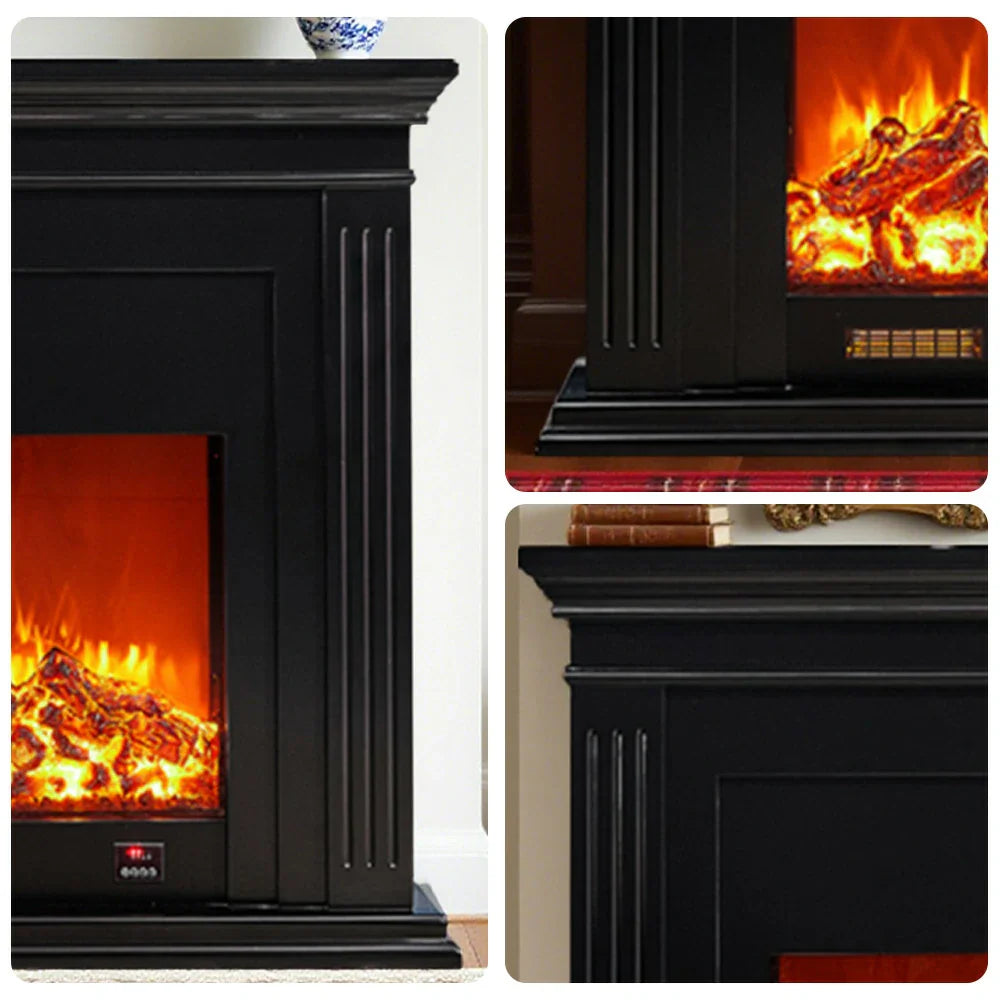 LIVARA 701 - Choice Remote Solid TV Wood Flame Heating 750-1500W of Core Electric Core Decorative Effect, 3D Fireplace Control, or 12W Console Black