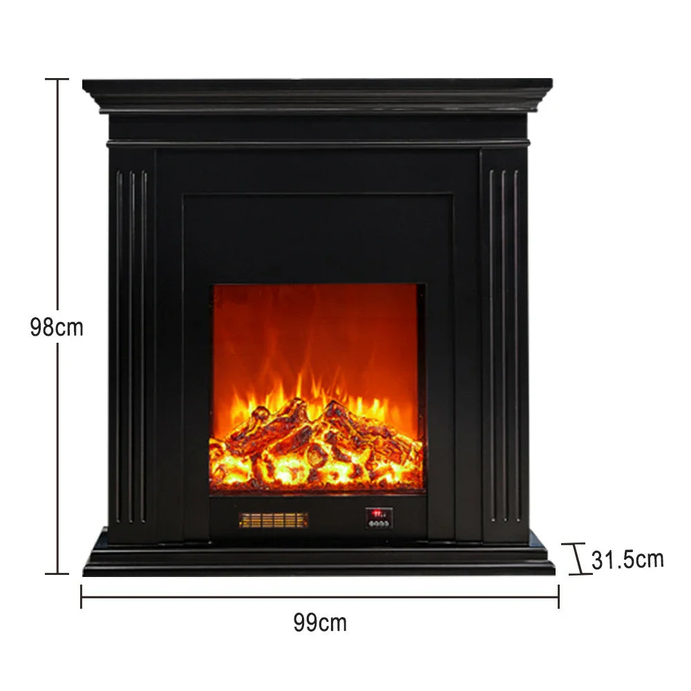 LIVARA 701 - Choice Remote Solid TV Wood Flame Heating 750-1500W of Core Electric Core Decorative Effect, 3D Fireplace Control, or 12W Console Black