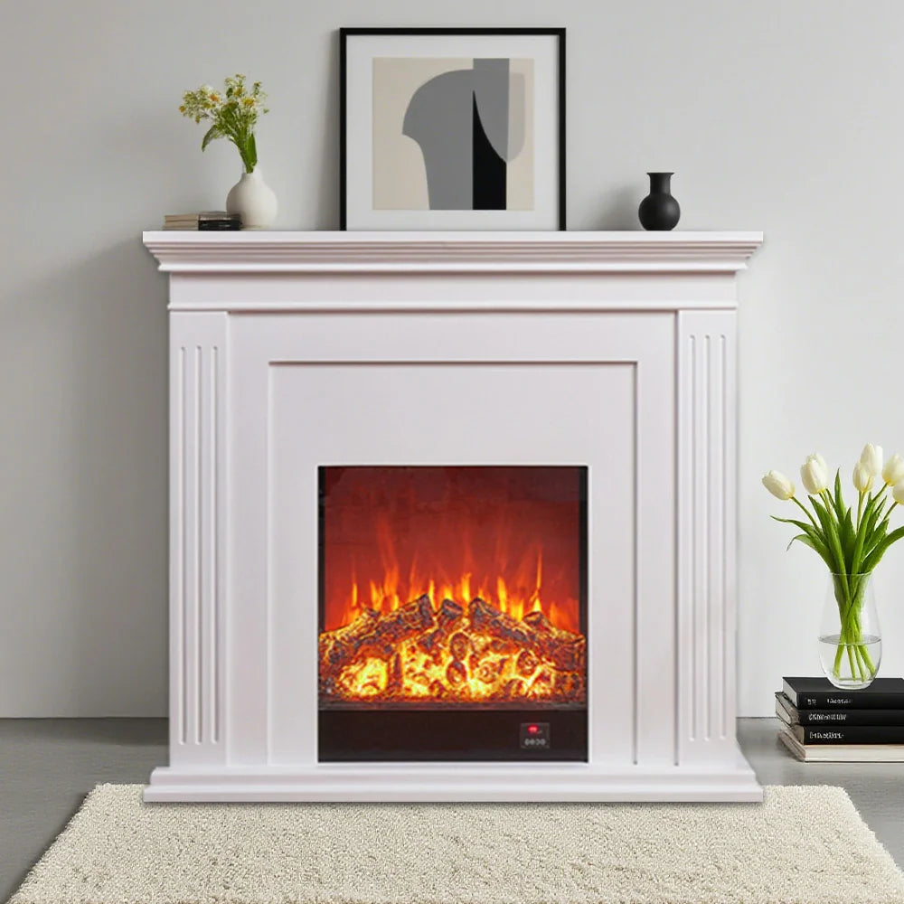 LIVARA 701 Fireplace Control, of 12W Decorative Core Electric - Console - Core Effect, 3D Choice Solid Flame TV 750-1500W Remote Heating or Wood White