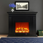 LIVARA 701 - Choice Remote Solid TV Wood Flame Heating 750-1500W of Core Electric Core Decorative Effect, 3D Fireplace Control, or 12W Console Black