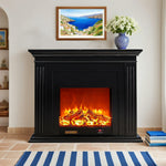 LIVARA 701 - Choice Remote Solid TV Wood Flame Heating 750-1500W of Core Electric Core Decorative Effect, 3D Fireplace Control, or 12W Console Black