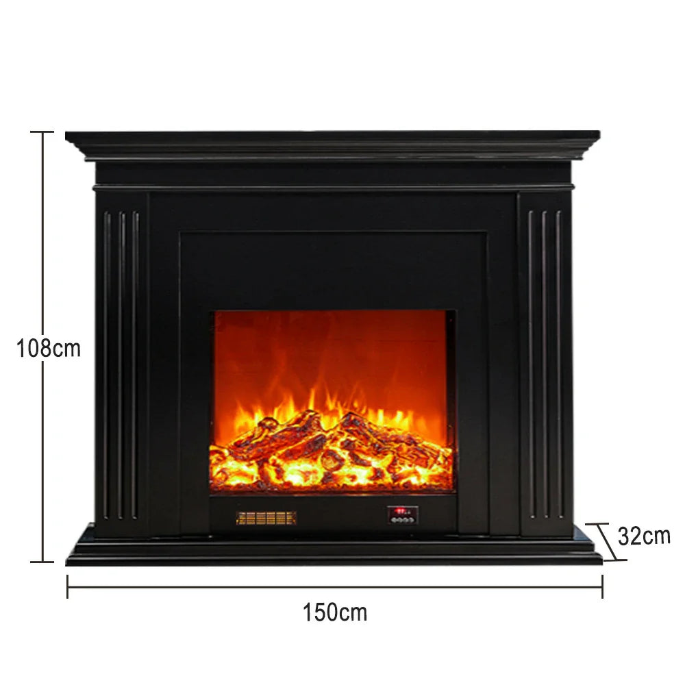 LIVARA 701 - Choice Remote Solid TV Wood Flame Heating 750-1500W of Core Electric Core Decorative Effect, 3D Fireplace Control, or 12W Console Black