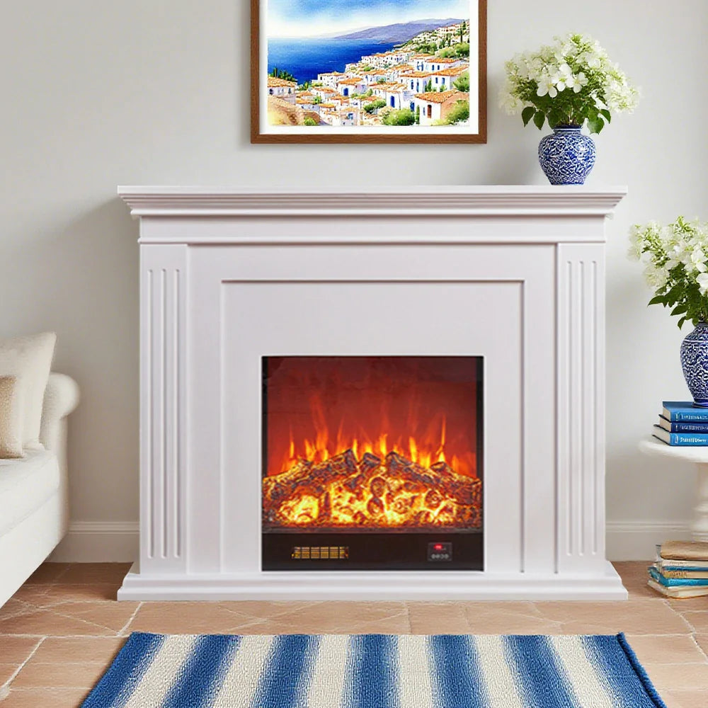 LIVARA 701 Fireplace Control, of 12W Decorative Core Electric - Console - Core Effect, 3D Choice Solid Flame TV 750-1500W Remote Heating or Wood White